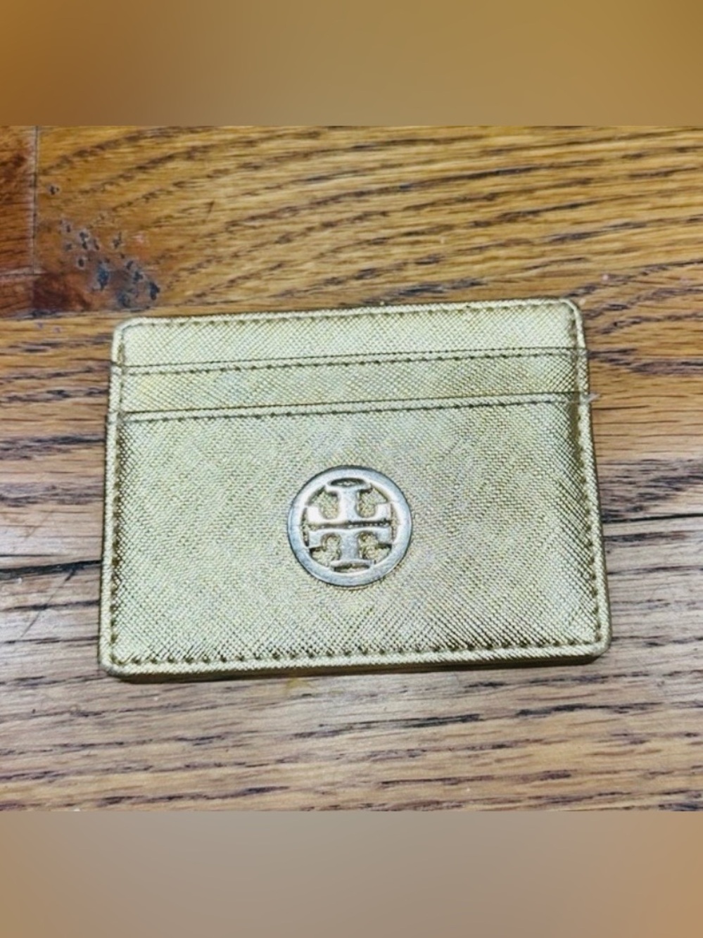 Tory Burch Metallic Gold Leather Card Holder